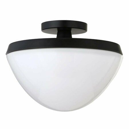 HUDSON & CANAL Henn w/ Hart  Durant Matte Black Semi Flush Mount Ceiling Light with White Milk Glass SF0804